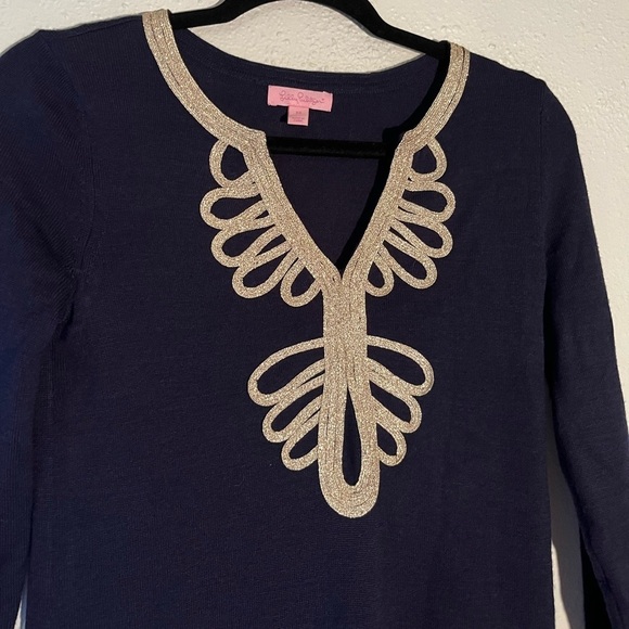 Lilly Pulitzer Delvin Sweater Shift Dress Navy Blue Size XS - Picture 3 of 6